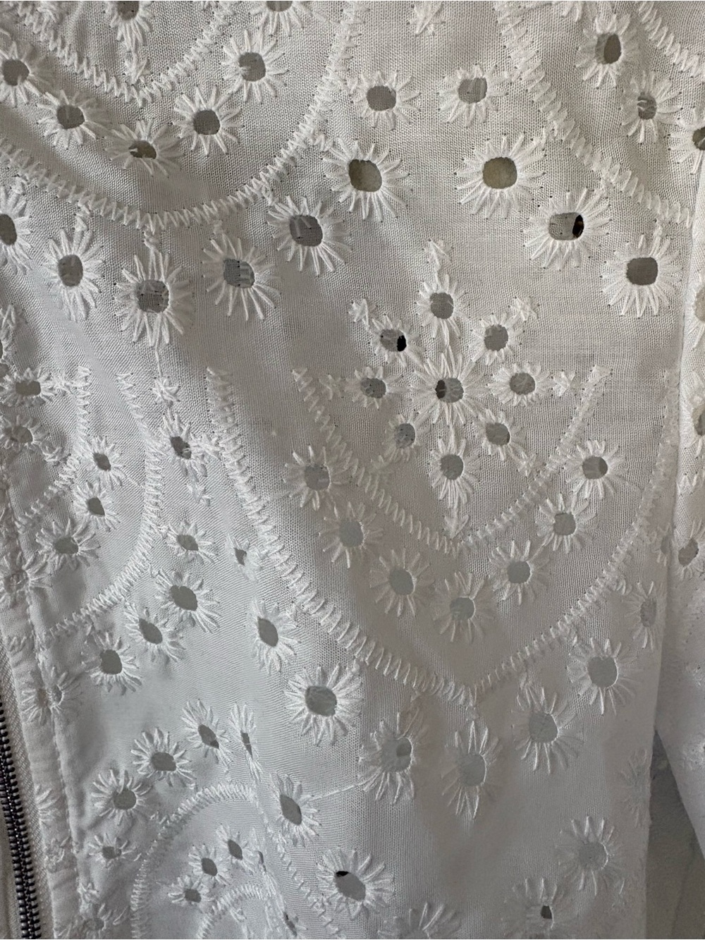 Women's White Eyelet Bomber Jacket - Picture 5 of 5
